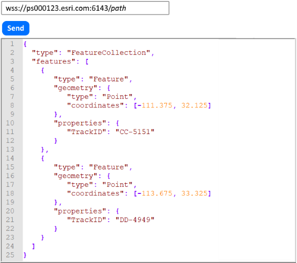 Event data organized as part of a GeoJSON FeatureCollection Event data organized as part of a GeoJSON FeatureCollection